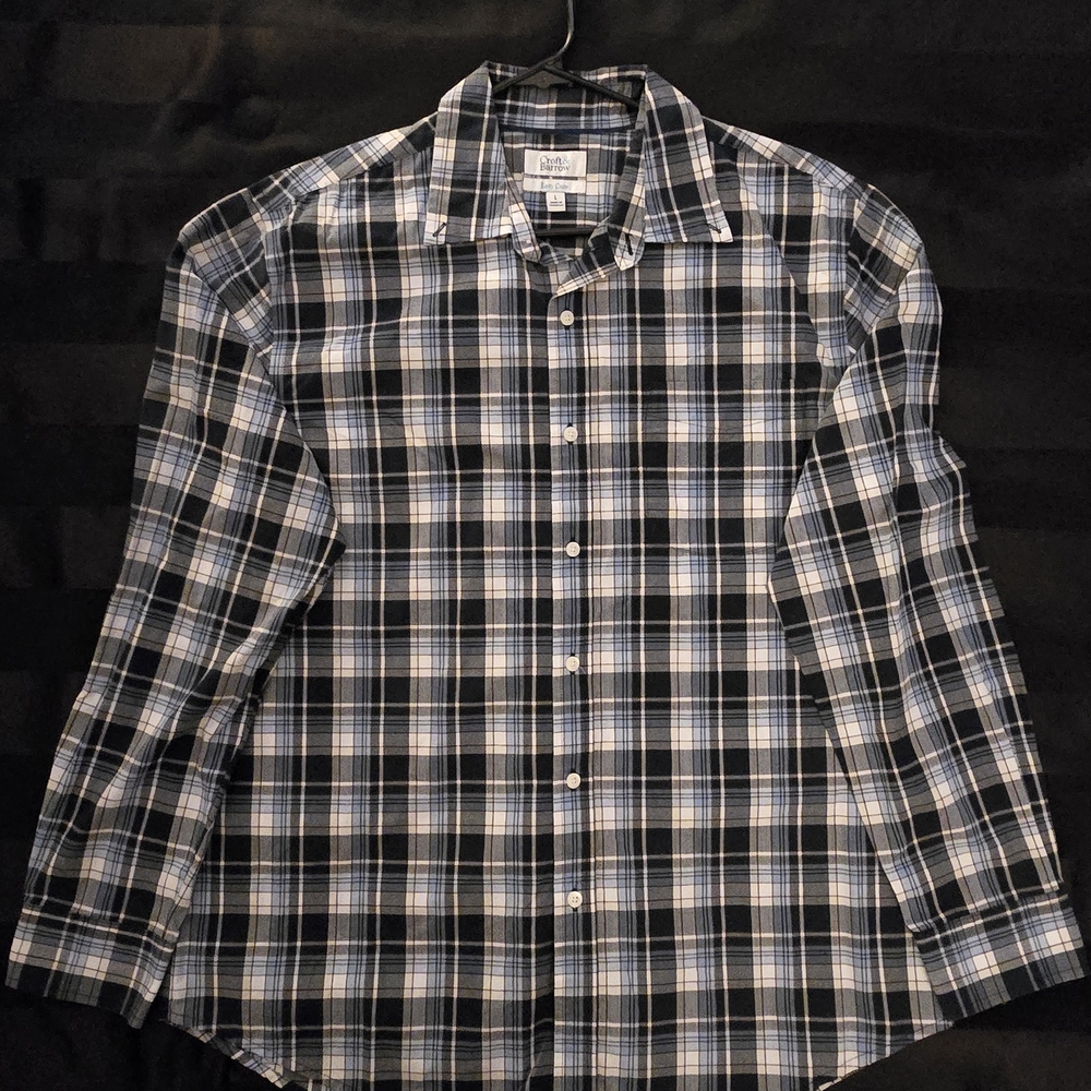 Croft & Barrow Navy and White Plaid Shirt